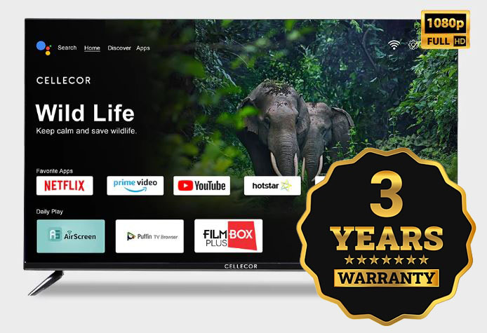Cellecor 3 Year Warranty (40 inch) FHD HD LED  Android 